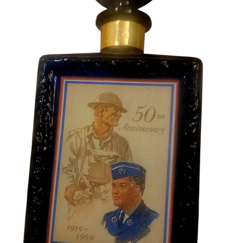 50th Anniversary Decorative Bottle with Blue and Gold Accents